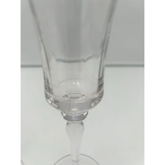 Vintage Gold Rim Crystal Champagne Flutes Set Of 2 Elegant Glasses - Picture 3 of 4